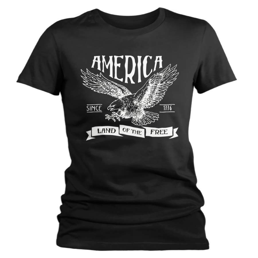 Women’s Vintage America T-Shirt Vintage Patriotic Shirts 4th July T-Shirt Eagle Shirt Since 1776 Independence Day Shirts