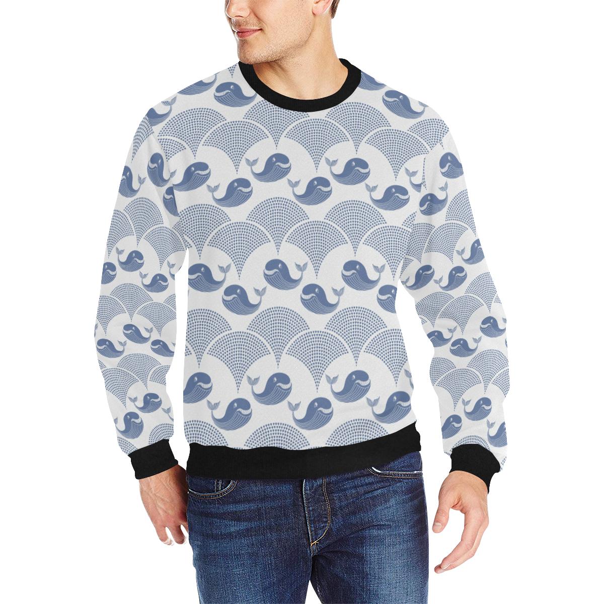 Whale Pattern Men’s Crew Neck Sweatshirt