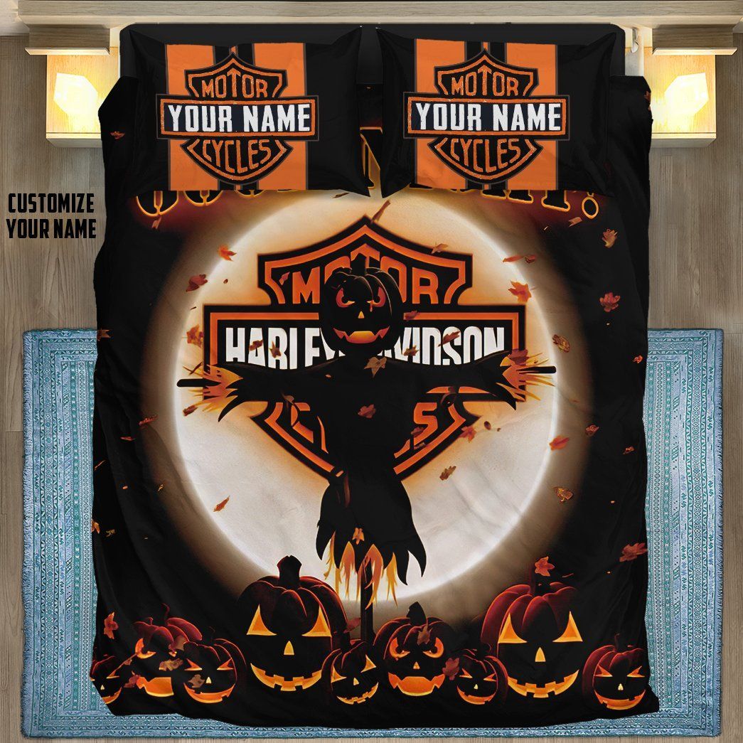 Casespring 3D Halloween Harley Davidson Custom Name Bedding Set