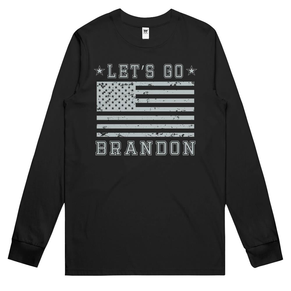 Lets Go Brandon Chant Blackout American Flag Long Sleeve T Shirts