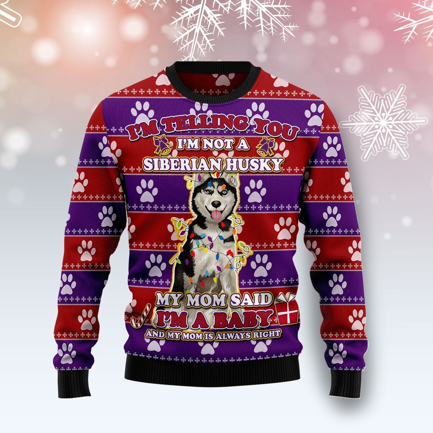 Siberian Husky Baby Christmas Sweatshirt, Ugly Christmas Sweatshirt For Dog Lovers