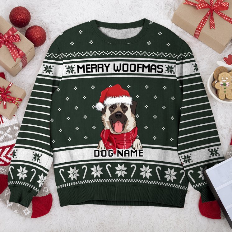 Anatolian Shepherd Merry Woofmas Personalized Sweater, Dog Ugly Christmas Sweater