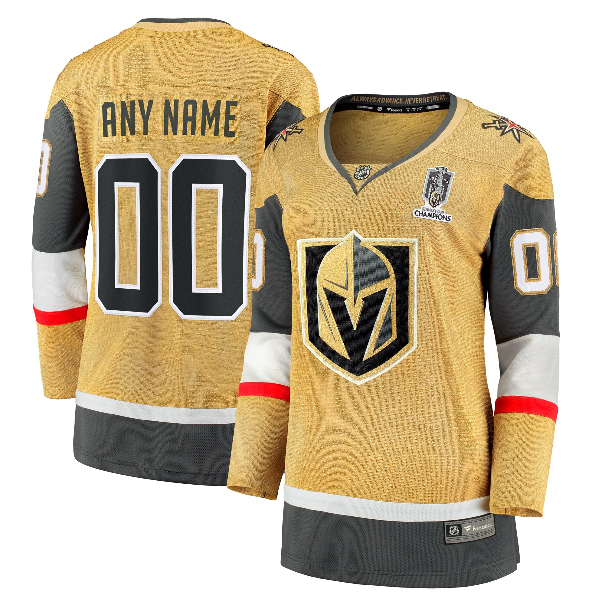 Women's Vegas Golden Knights Gold 2023 Stanley Cup Champions Home Breakaway Custom Jersey