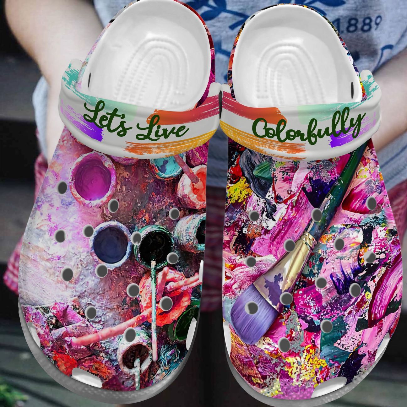 Painting Personalized Clog, Custom Name, Text, Color, Number Fashion Style For Women, Men, Kid, Print 3D Let’S Live Colorfully