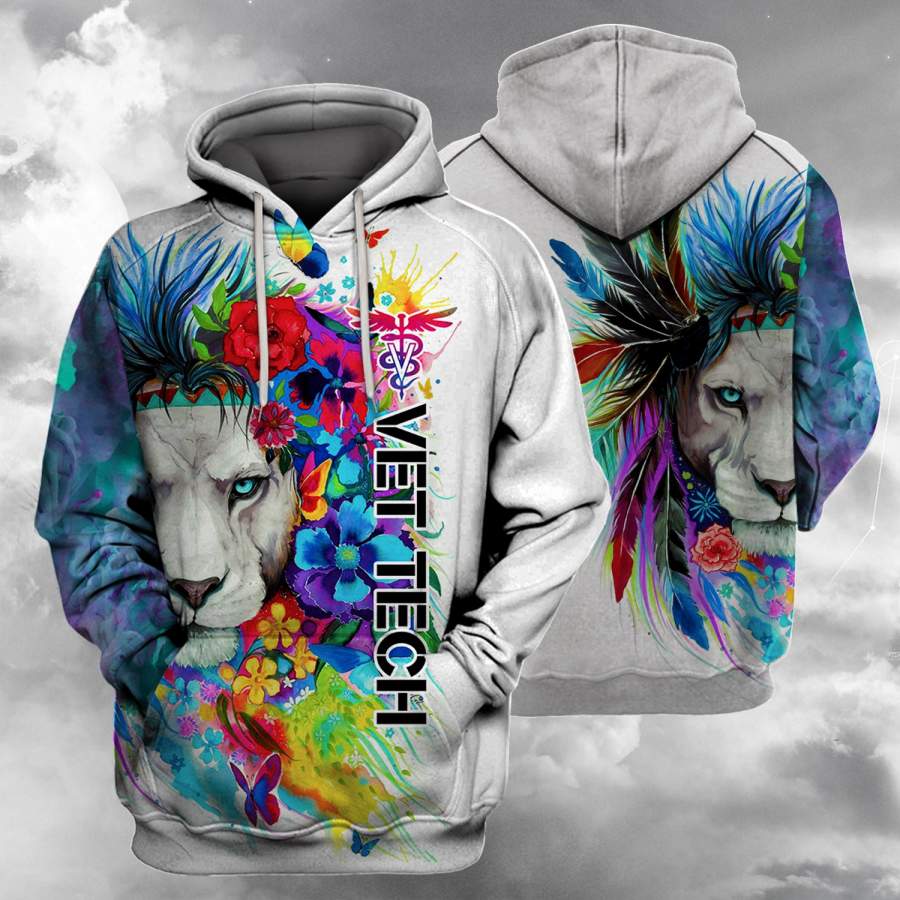 Vet Tech Aboriginal Lion Flower 3d Hoodie – 3D Hoodies