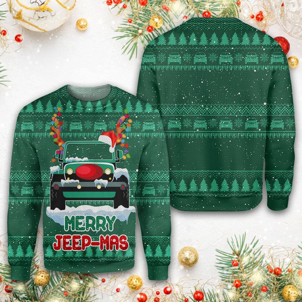 Merry Jeep-Mas Merry Christmas Xmas Christmas Ugly Sweater