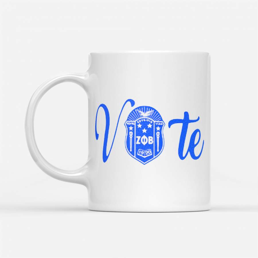 Vote Zeta Phi Beta Sorority Emblem Logo – White Mug