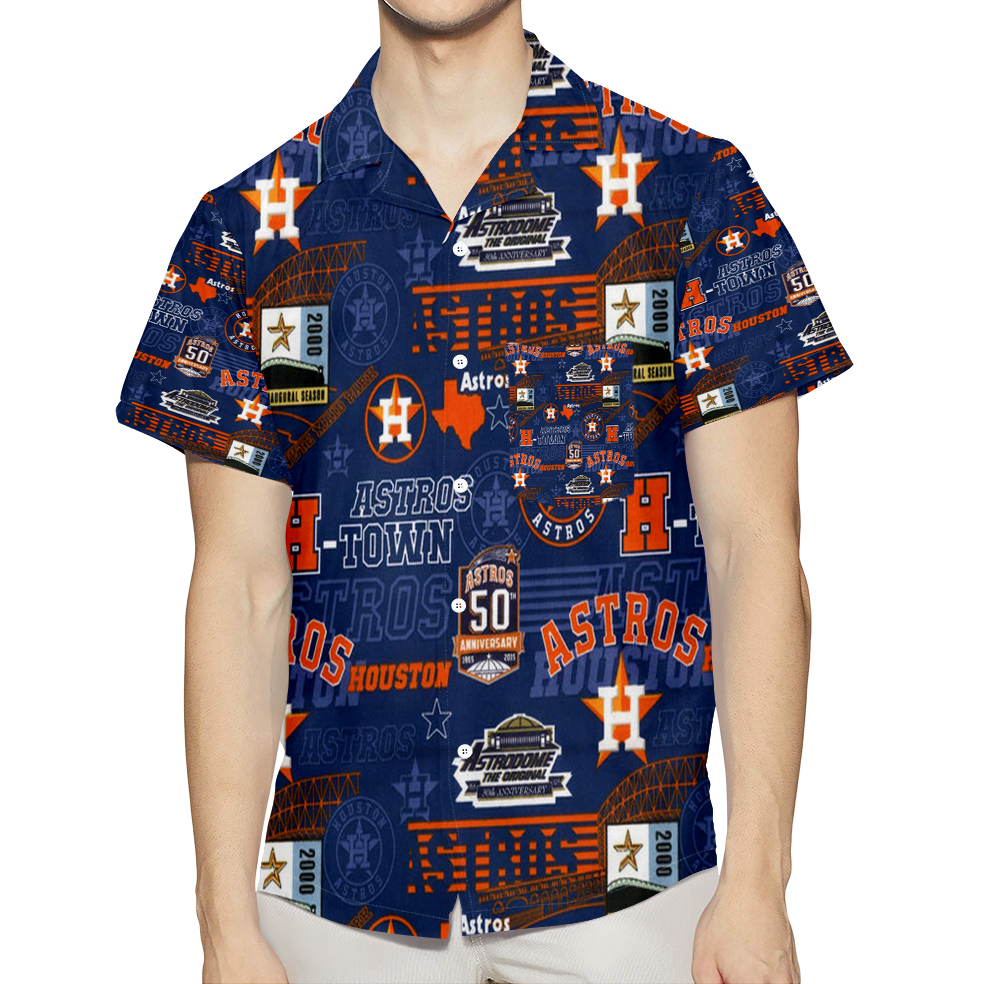 Houston Astros Emblem V13 3D All Over Print Summer Beach Hawaiian Shirt With Pocket