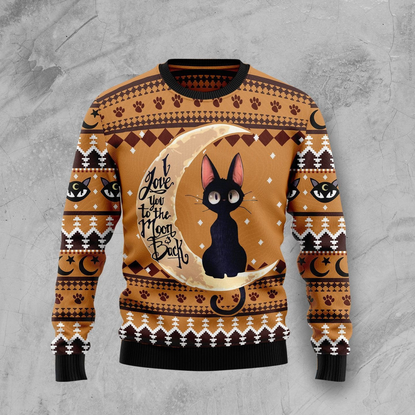 Black Cat Moon And Back Ugly Christmas Sweater