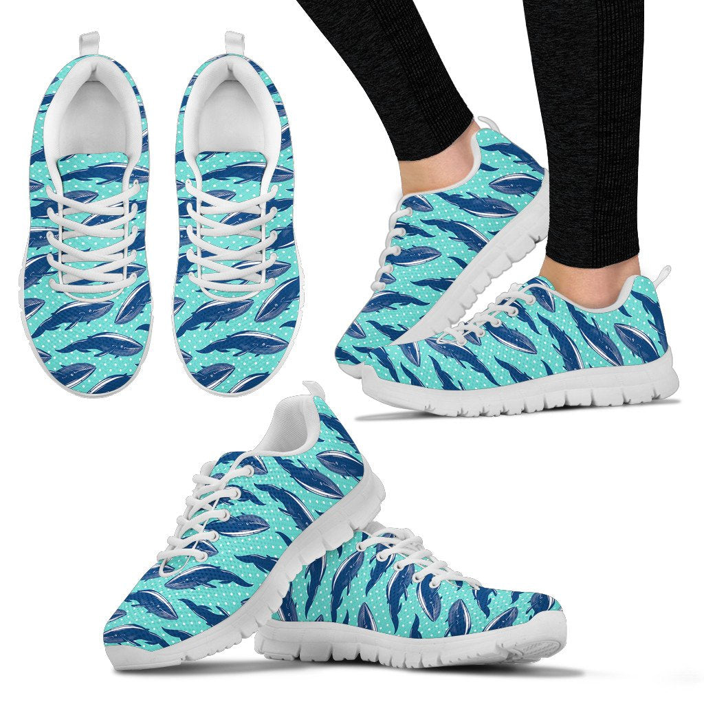 Whale Polka Dot Design Themed Print Women Sneakers