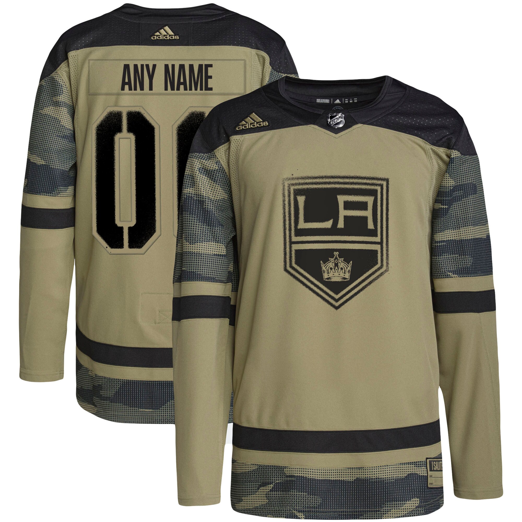 Men's Los Angeles Kings adidas Camo Military Appreciation Team Authentic Custom Practice Jersey