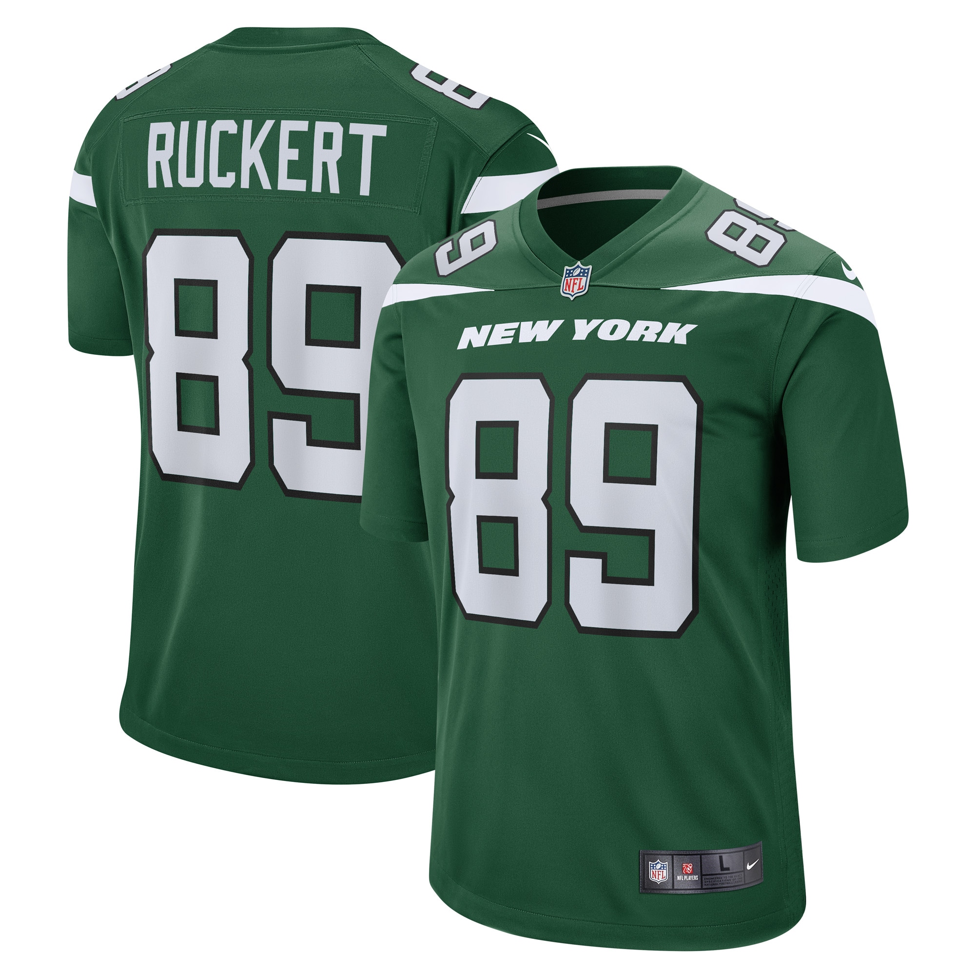 Jeremy Ruckert New York Jets Game Player Jersey – Gotham Green