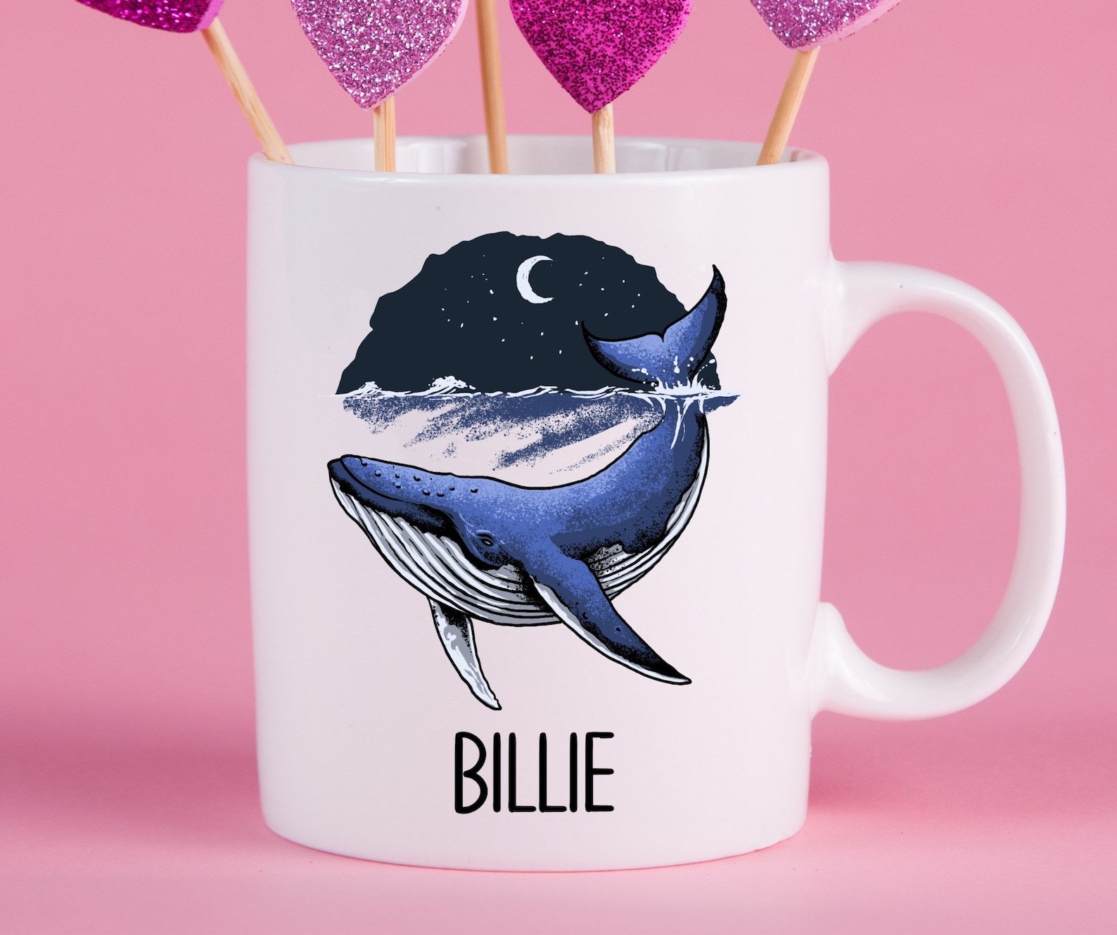 Blue Whale Mug White Ceramic 11-15Oz Coffee Tea Cup