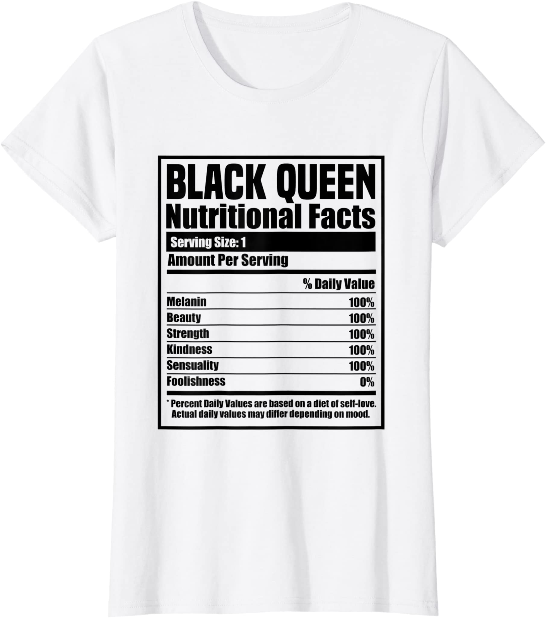 Womens Black History Month Nutrition Facts Black Queen T-Shirt