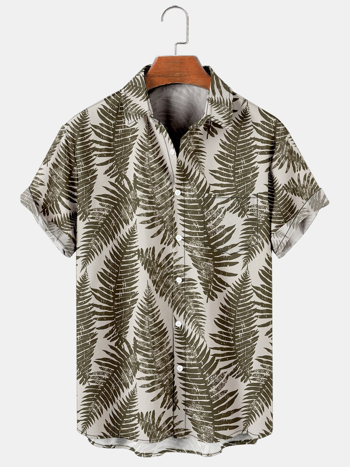 Vacation Leisure Leaf Pattern Hawaii Style Printed Shirt Top Ha79421