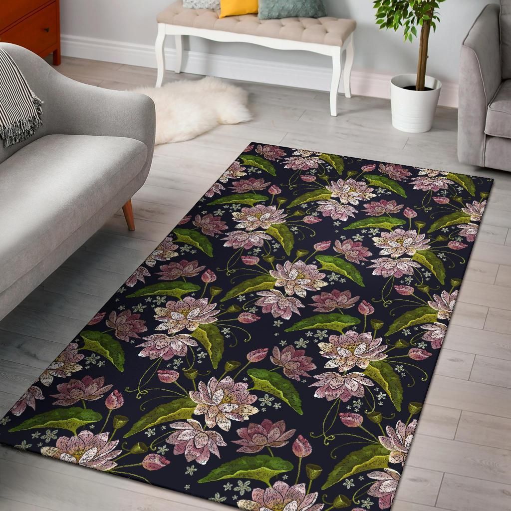 Lotus Embroidered Rug TTVNMSQ DNNTVN