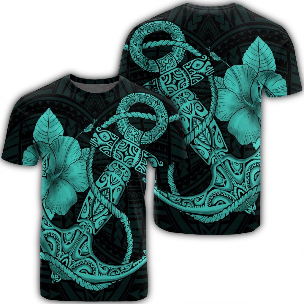 Hawaii Anchor Poly Tribal Hibiscus Polynesian Turquoise Ah Jr Ha64762