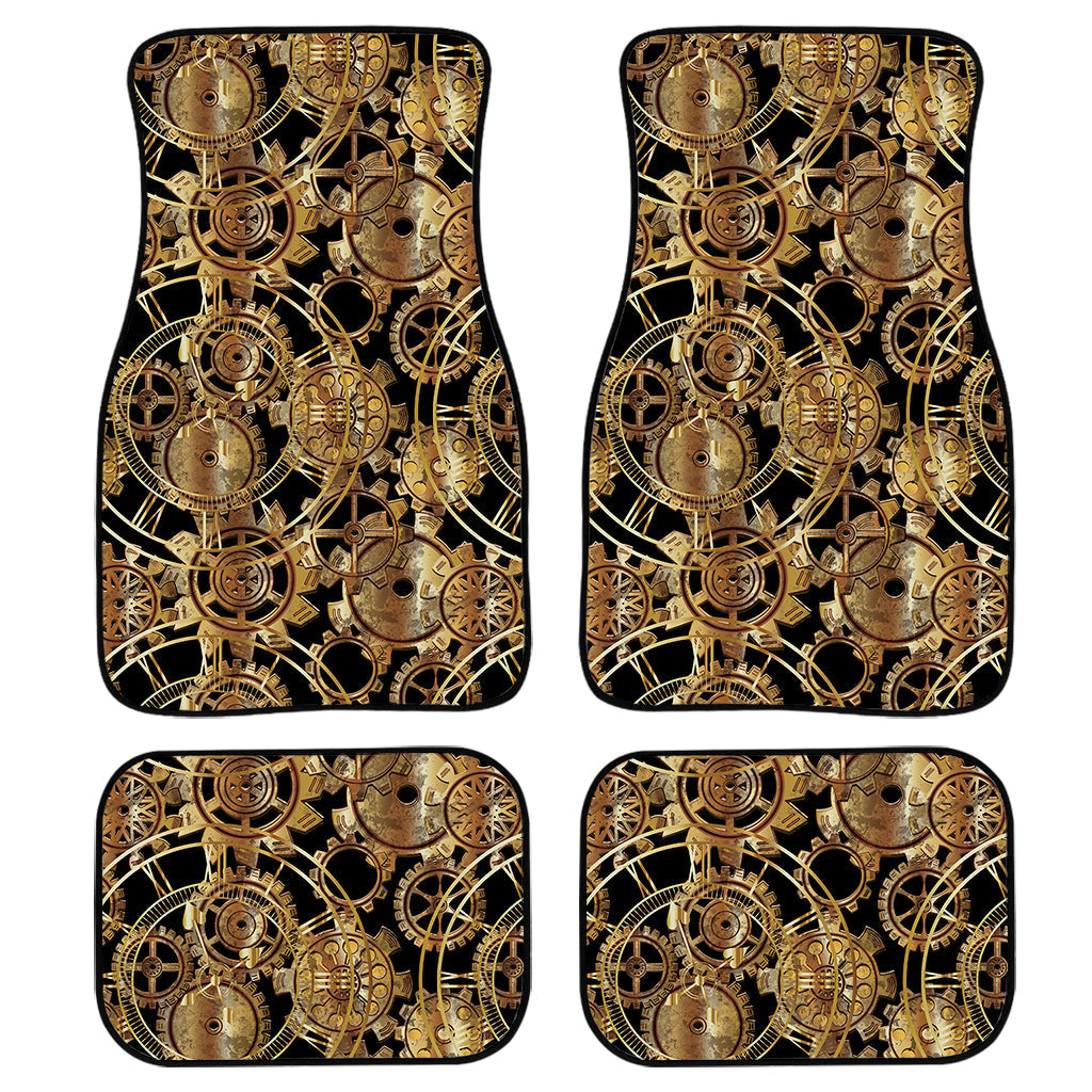 Steampunk Clock Gears Print Front And Back Car Floor Mats, Front Car Mat