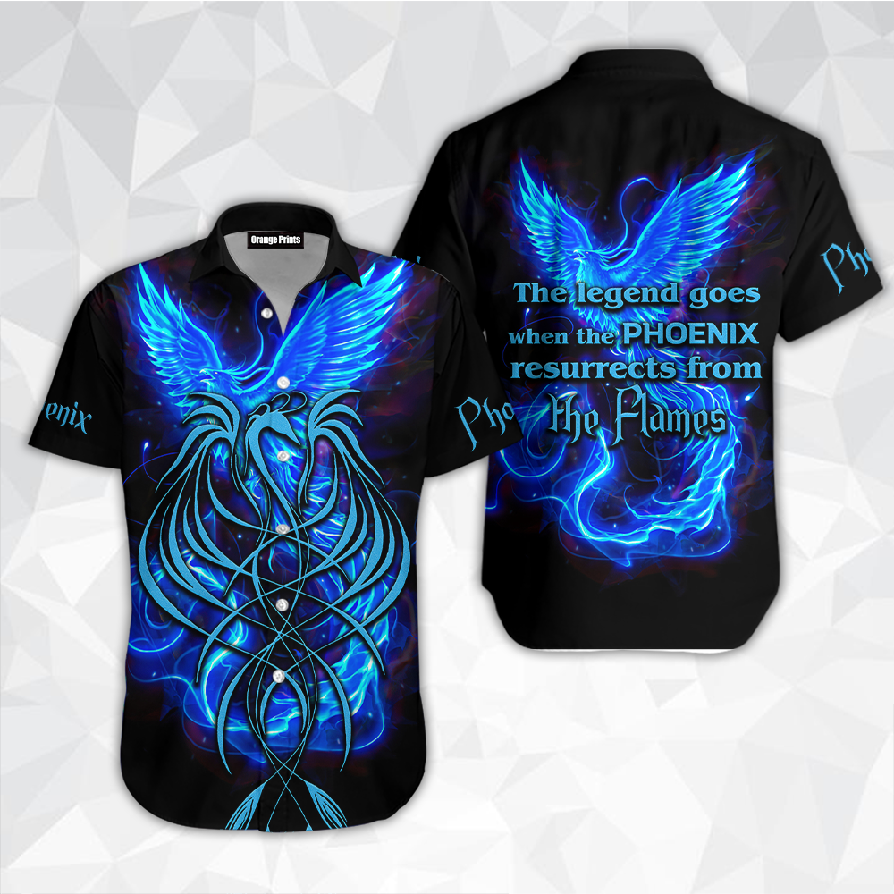 Royal Blue Phoenix Tattoo Hawaii Shirt For Men Women Ha88603