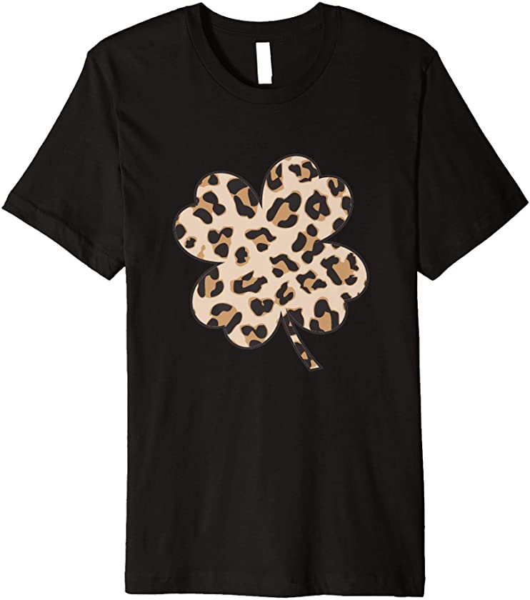 St Patrick’s Day Lucky Irish-Shamrock with Leopard Prints Premium T-Shirt