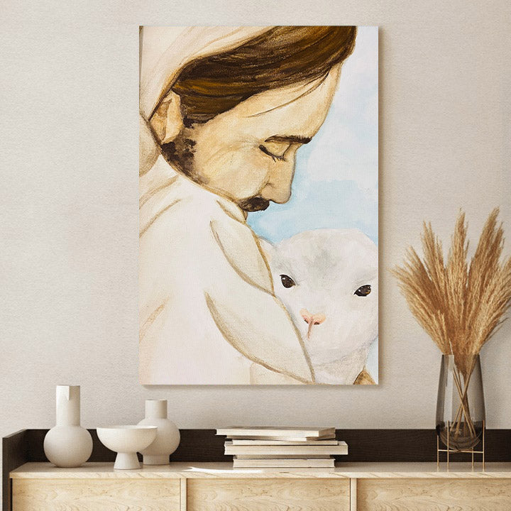 Jesus And Lamb Canvas Poster