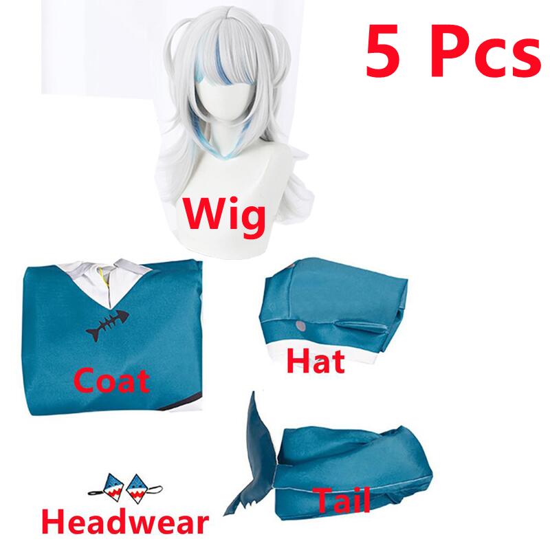 Anime Costumes Hololive Gawr Gura Cosplay Costume ENG Shark Costume Deguisement Girl Cute Shark for Women Halloween alx