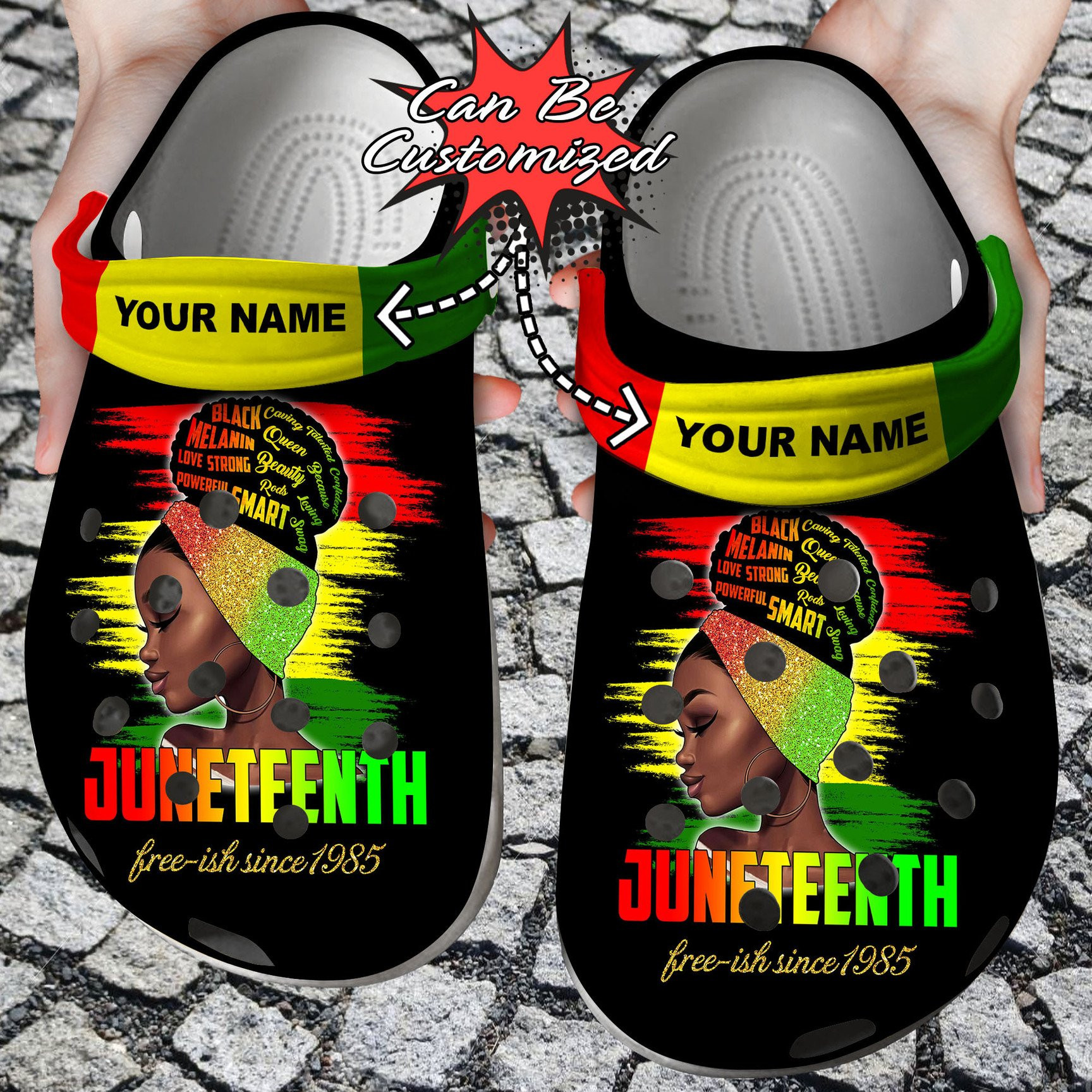 Personalized Black Queen Girl Juneteenth Freedom Day Free Custom clogs