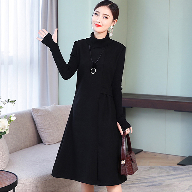 Winter Wool Dresses 2022 Autumn Casual Cashmere Long Turtleneck Knitted Sweater Dress Women Winter Elegant Wool Sweater Dresses alx