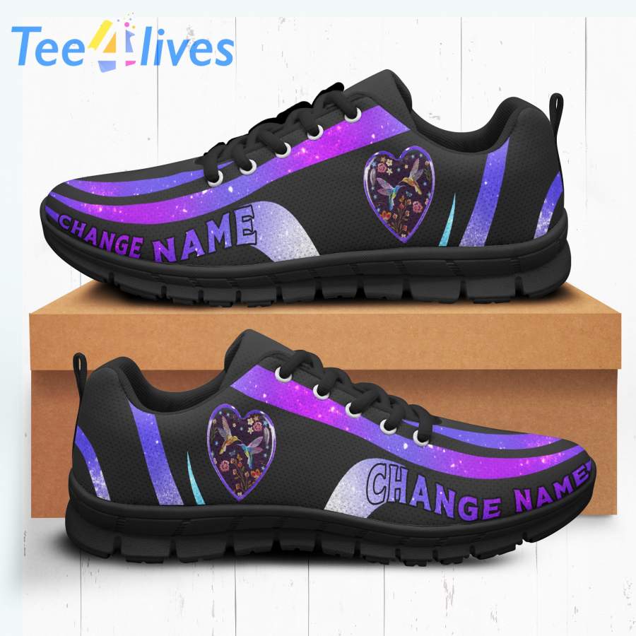 Custom Shoe Hummingbird Lovers Personalized Gifts Black Sneakers - Gifts for Men Women
