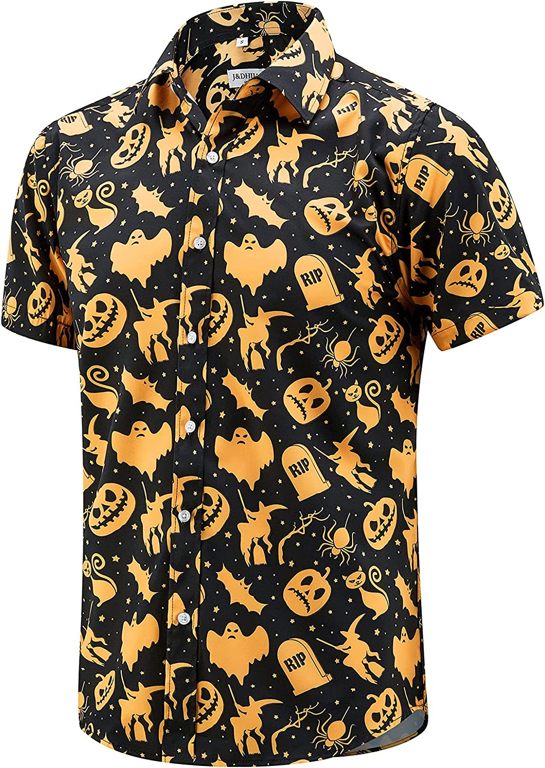 Halloween Shirt Fun Pumpkins Short Sleeve Button Down Hawaii Shirts Ha84201