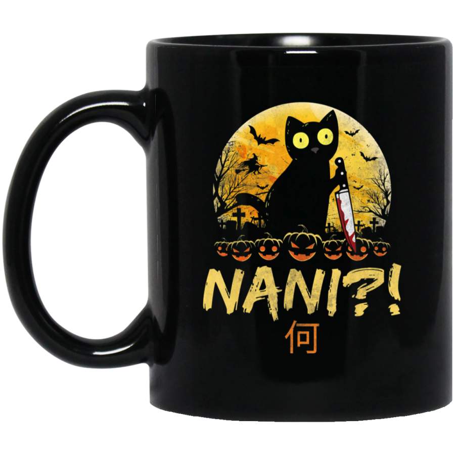 Nani! What Halloween Black Cat Omae Wa Meme Kitten Gift Coffee Mug