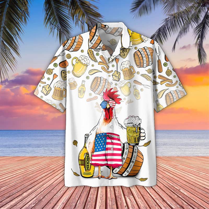 Famille Chicken Beer Pattern Hawaii Shirt K Ha27067