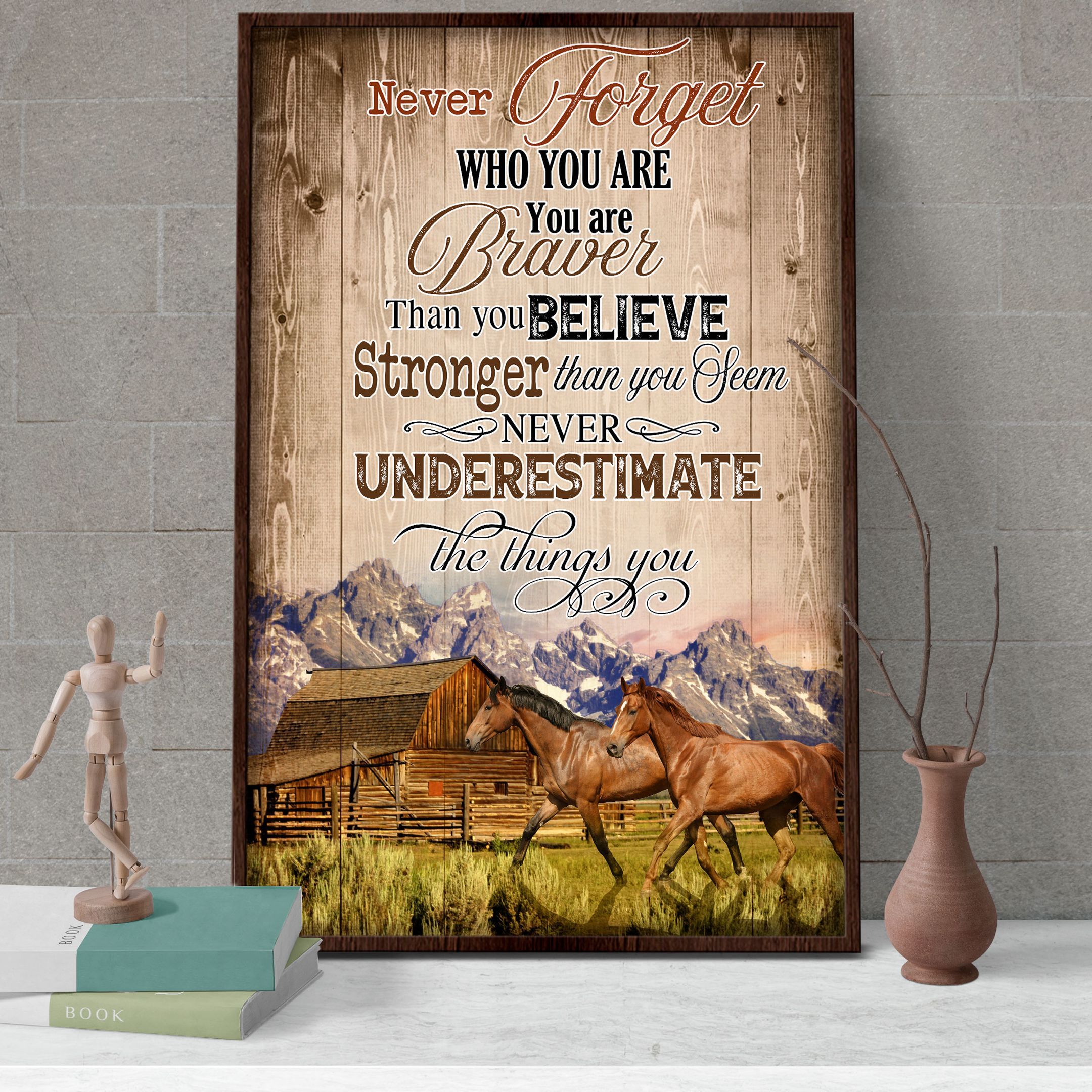 B1006 G778 Never Underestimate The Things You, Horse Couple Art Poster & Canvas