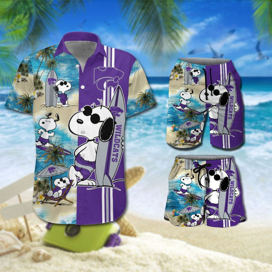 Personalized Kansas State Wildcats Snoopy All Over Print Hawaii Shirt Beach Shorts Ha94033