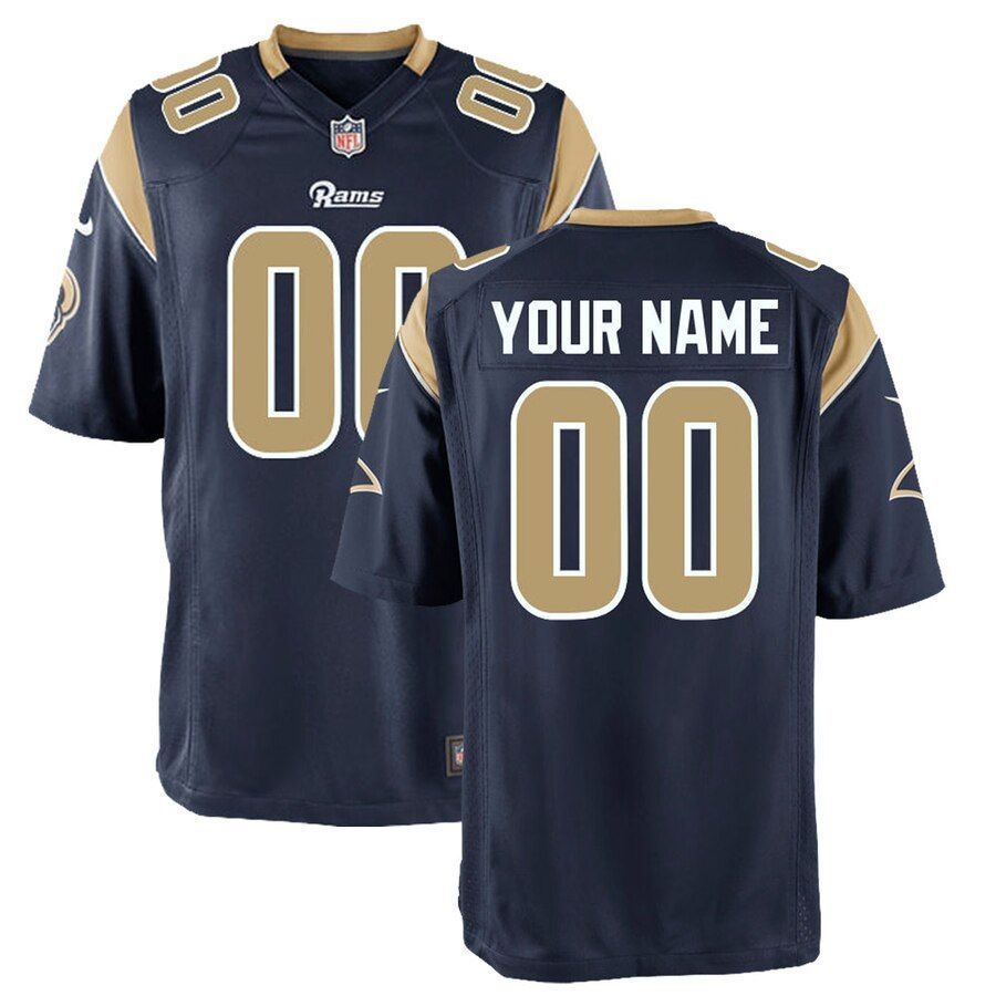 Los Angeles Rams Youth Custom Game Jersey Navy 2019