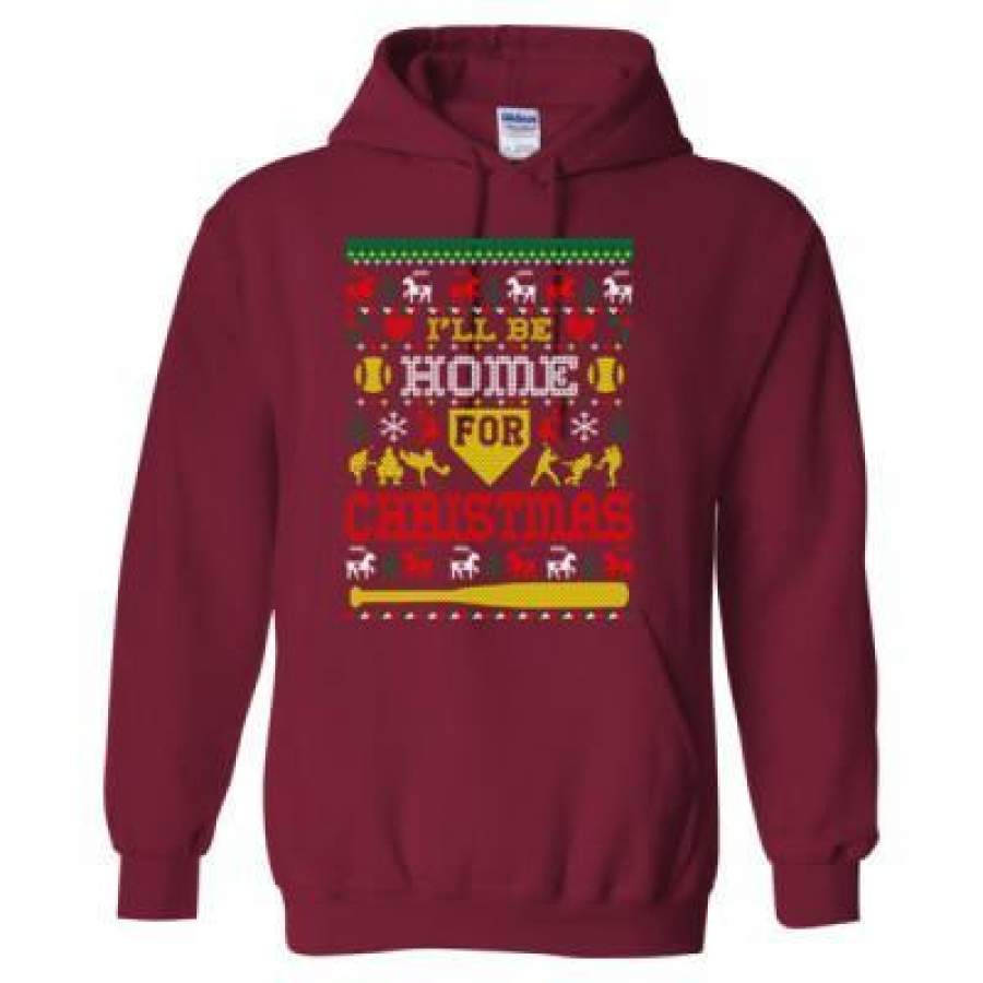Agr Ill Be Home Ugly Christmas Sweater 2023 Softball – Heavy Blend™ Hooded Sweatshirt