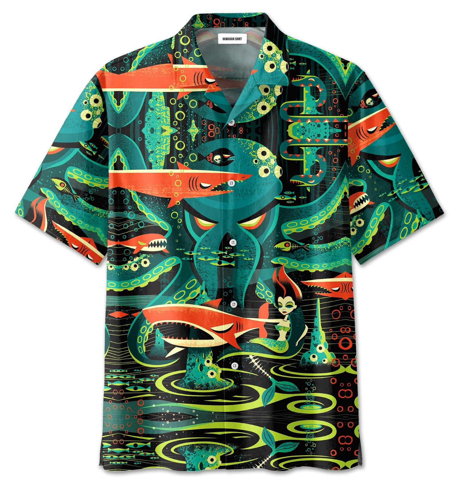 Amazing Octopus In Deep Sea Art Unisex Hawaii Aloha Shirts Ha5115