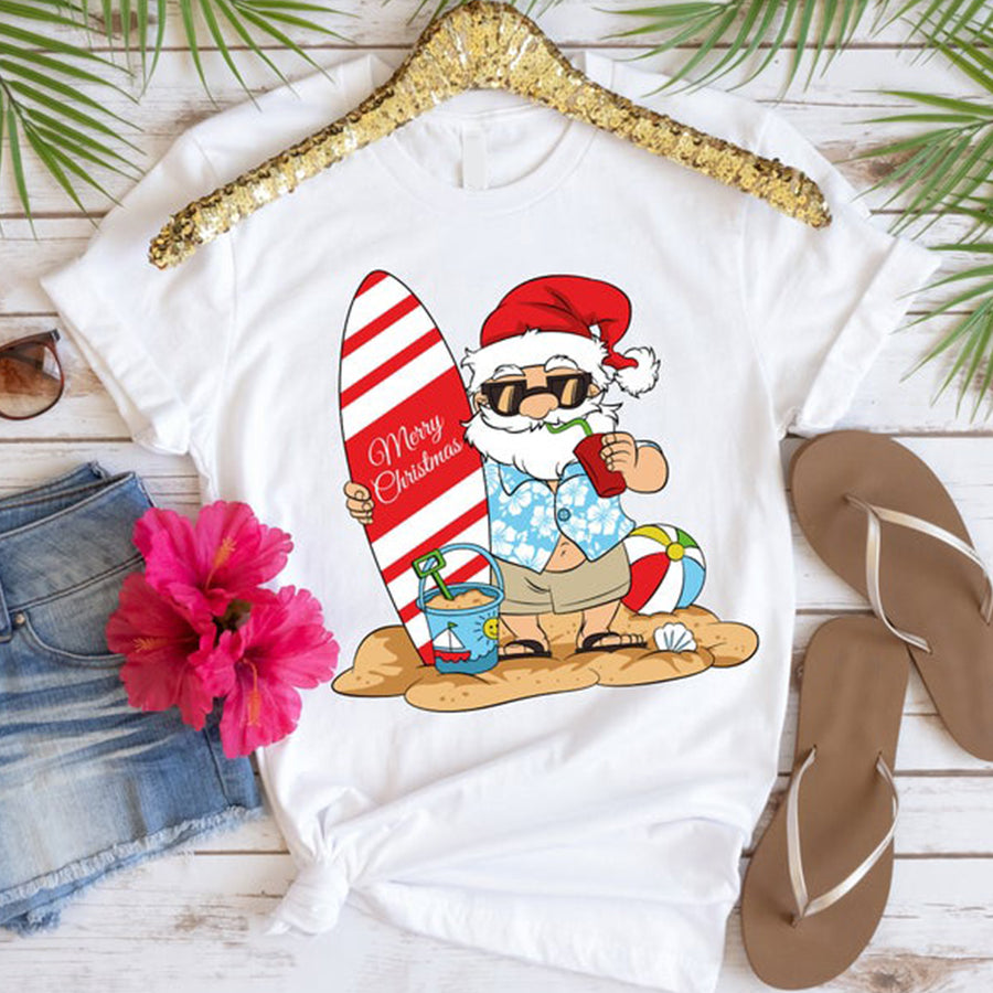 Christmas In July Shirt, Santa Shirt, Vacation Shirt, Mid Of Year Shirt, Summer Vacation Shirt, Summer Santa Shirt, Holiday Vacation Shirt