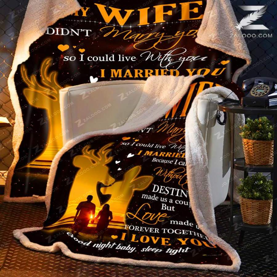 Zalooo- Fleece Blanket – Custom Blanket – To my Wife – DEER – I Married You