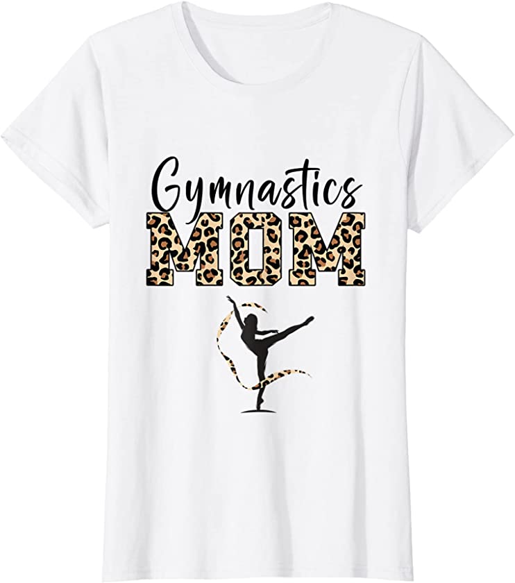 Womens Gymnastics Mom Leopard Print Womens Proud Gymnast Mother T-Shirt