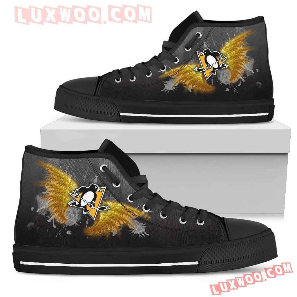 Angel Wings Pittsburgh Penguins High Top Shoes Sport Sneakers