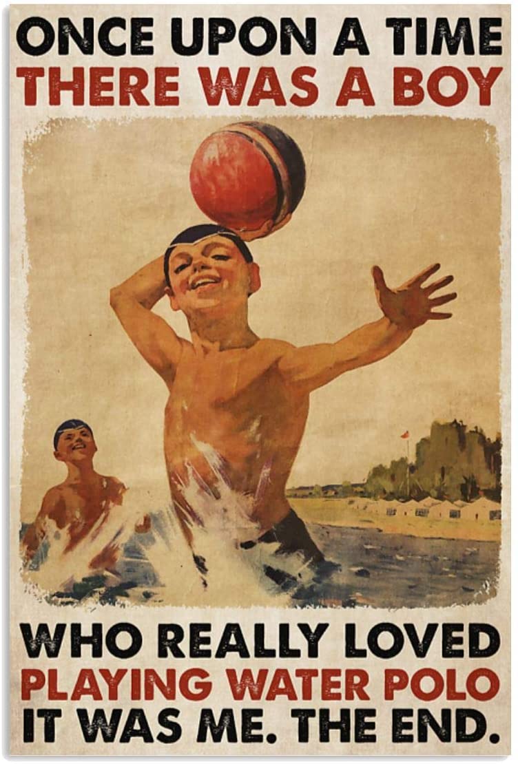 Vintage Boy Playing Water Polo – There Was A Boy – Really Loved Playing Water Polo Poster Art Print      Home Decor Gift For Men Women Family Friend On Birthday Xmas