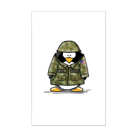 US Soldier Penguin Mini Poster Print , Army Poster