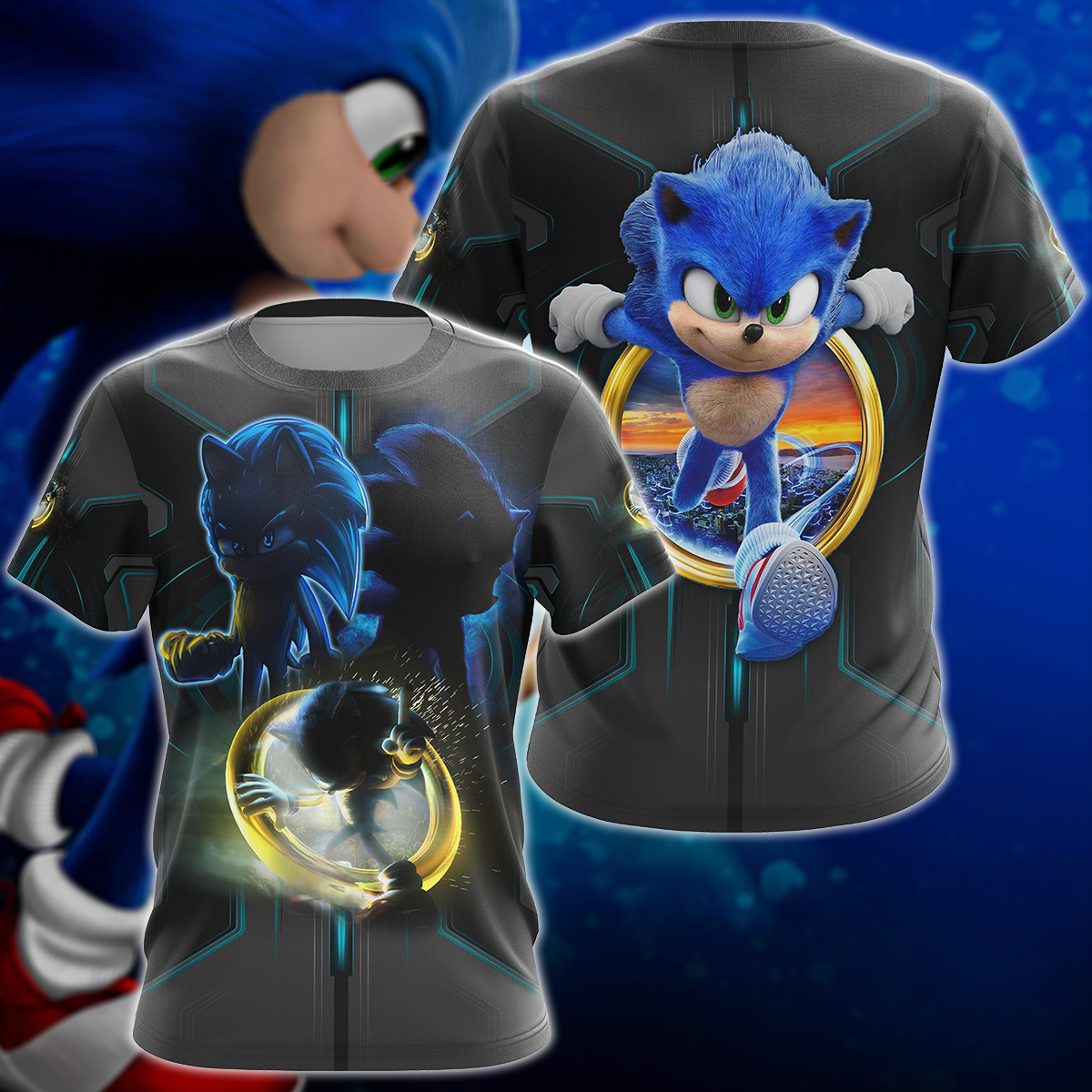 Sonic The Hedgehog Video Game 3D All Over Print T-Shirt Tank Top Zip Hoodie Pullover Hoodie Hawaiian Shirt Beach Shorts Jogger