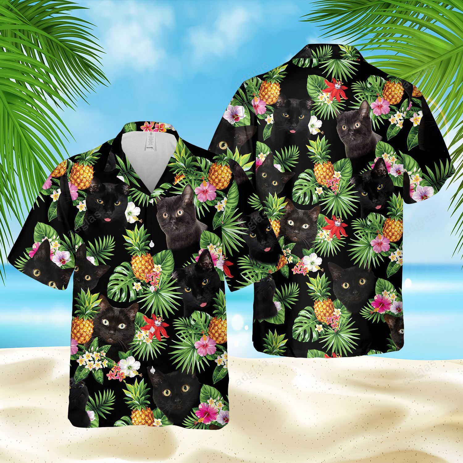 Black Cats Aloha Hawaiian Style Summer Outfit Ha105992