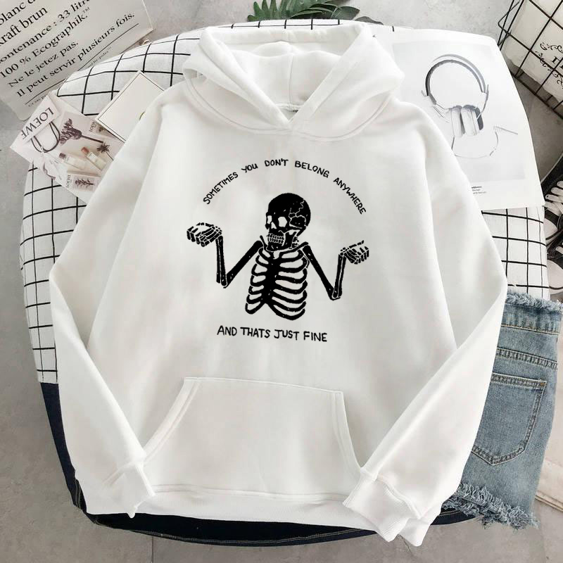 Winter Punk Skull Grunge Hoodies Women Cat Mom Sweatshirt Aesthetic Loose Long sleeve Female warm Pullover Gothic Harajuku Coat alx