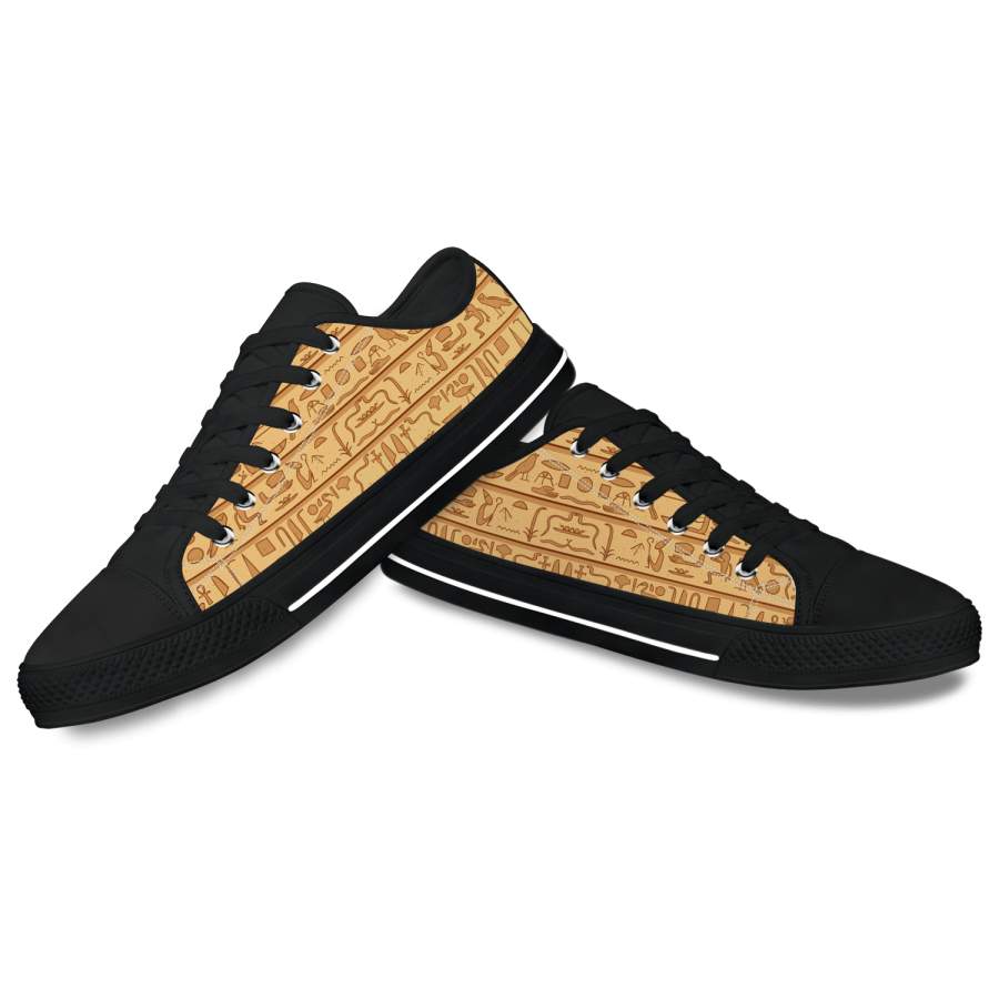 Egyptian Hieroglyphics Canvas Low Top Shoes