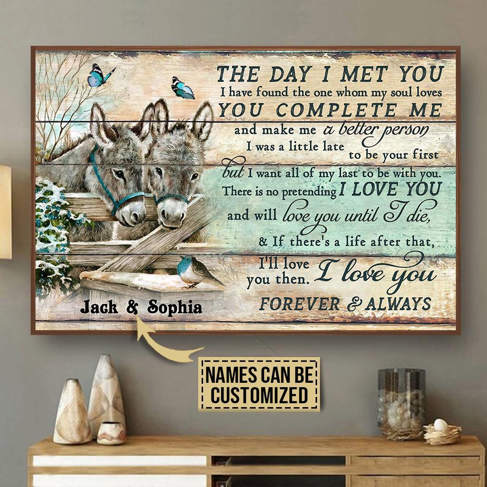 Aeticon Gifts Personalized Donkey Couple Pallet The Day I Met Canvas Mom Dad Gift Home Decor