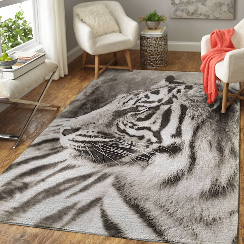 The Sumatran tiger (Panthera tigris sumatrae) is the s …  – Animals Area Rug Carpet