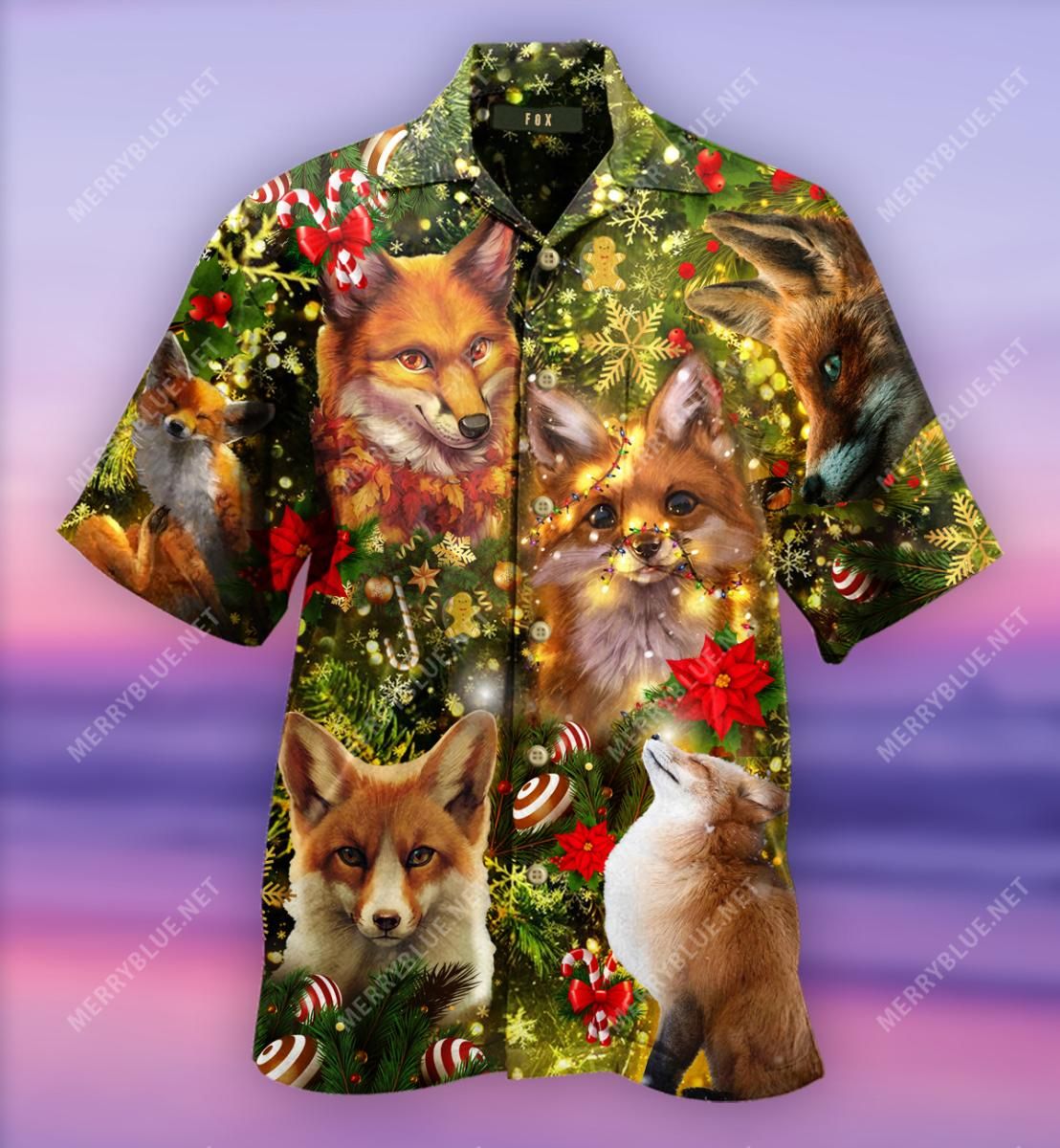 Merry Foxmas Aloha Hawaii Shirt Colorful Short Sleeve Summer Beach Casual For Men And Women Ha41270